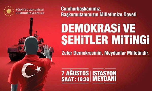 Demokrasi ve Şehitler Mitingi'ne Davet