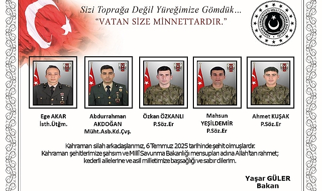 Beş asker metan gazından etkilenerek şehit oldu.